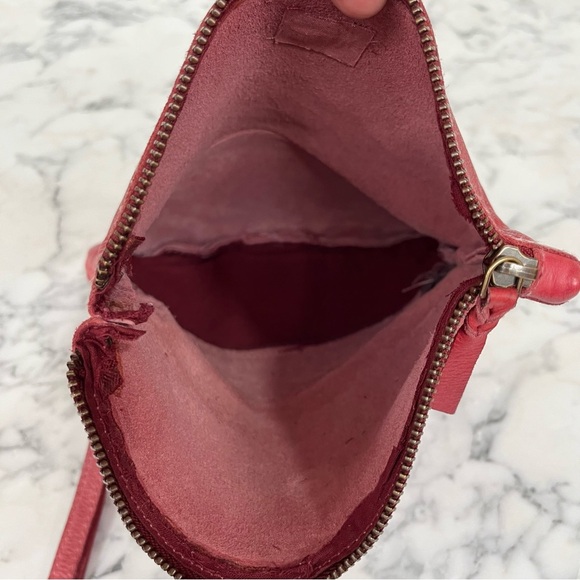 Distressed red leather clutch wallet mixed metal stud details - Picture 7 of 8